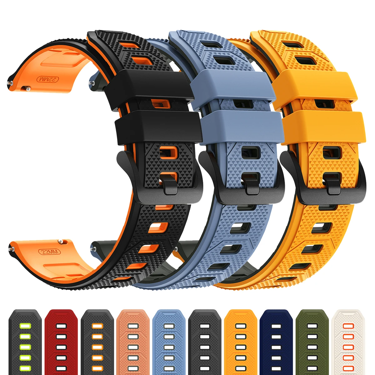 22mm Silicone Strap For Amazfit Cheetah 2 Ultra 48mm/Bip Max 6 5 Band For Amazfit Balance 2/Active Max 48mm/GTR 4 3 2e Wristband