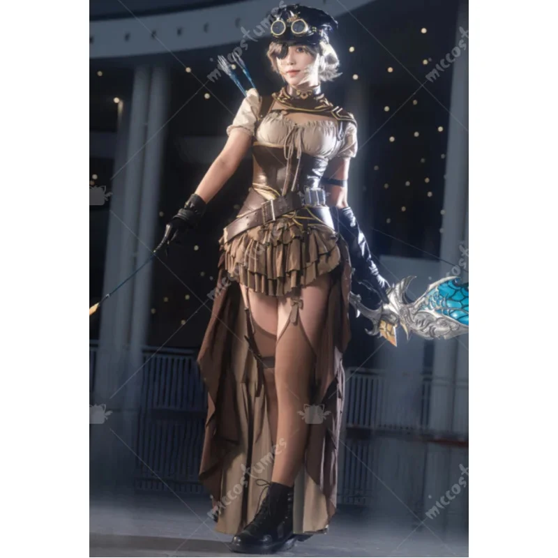 

Miccostumes's-8 FF Cosplay Costume Top Skirt with Hat and Thigh-high Stockings