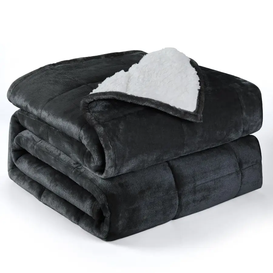 

Утяжеленное одеяло размера Queen, 20 фунтов (60x80 дюймов), с мягким плюшевым флисом, уютное теплое одеяло-плед из шерпы, ультрамягкое тяжелое одеяло.