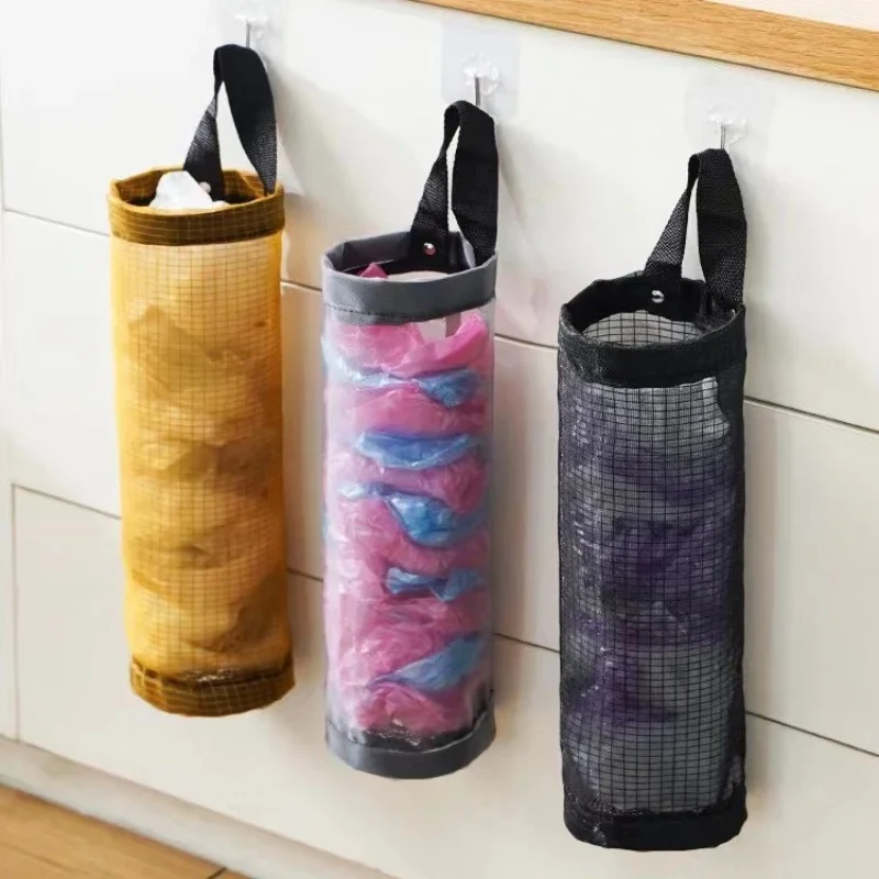 3-18Pcs Household Wall Mounted Garbage Bag Storage Artifact Kitchen Bathroom Plastic Bag Shopping Bag Storage Bag Hanging Bag