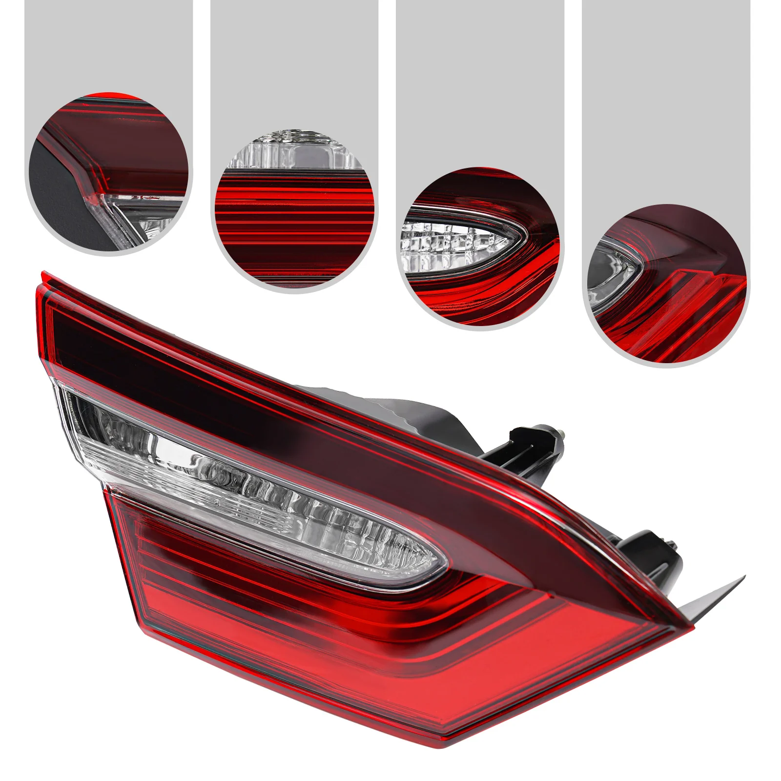 For 2021-2023 Toyota Camry Le Ce Inner Tail Light Set – Left+Right – Acrylic – Led Brake/Reverse/Side Marker – Halogen Turn Signal – Black Red Housing – Direct Replacement – 12V – New