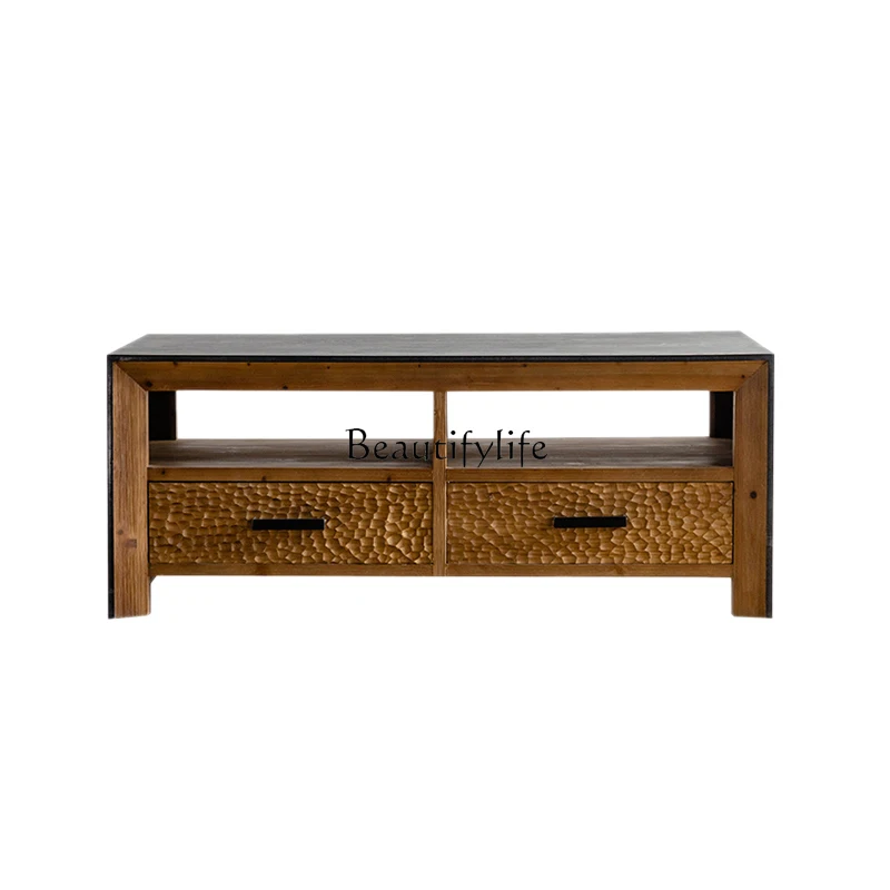 

New Chinese retro coffee table living room small apartment homestay light luxury TV cabinet