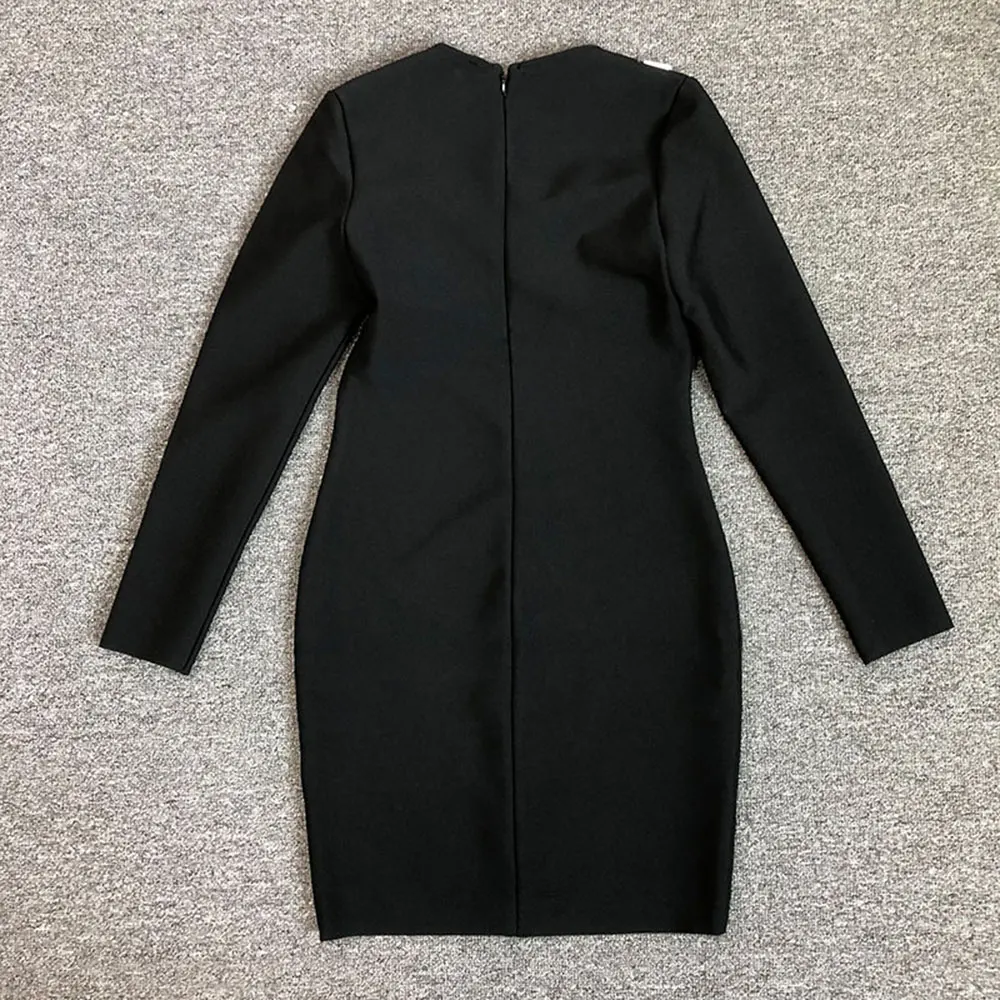 Mini robe de cocktail à manches longues sans bretelles pour femmes, robe de bande patchwork, batterie transportée, conception de ceinture, élégante, éducative, 2024