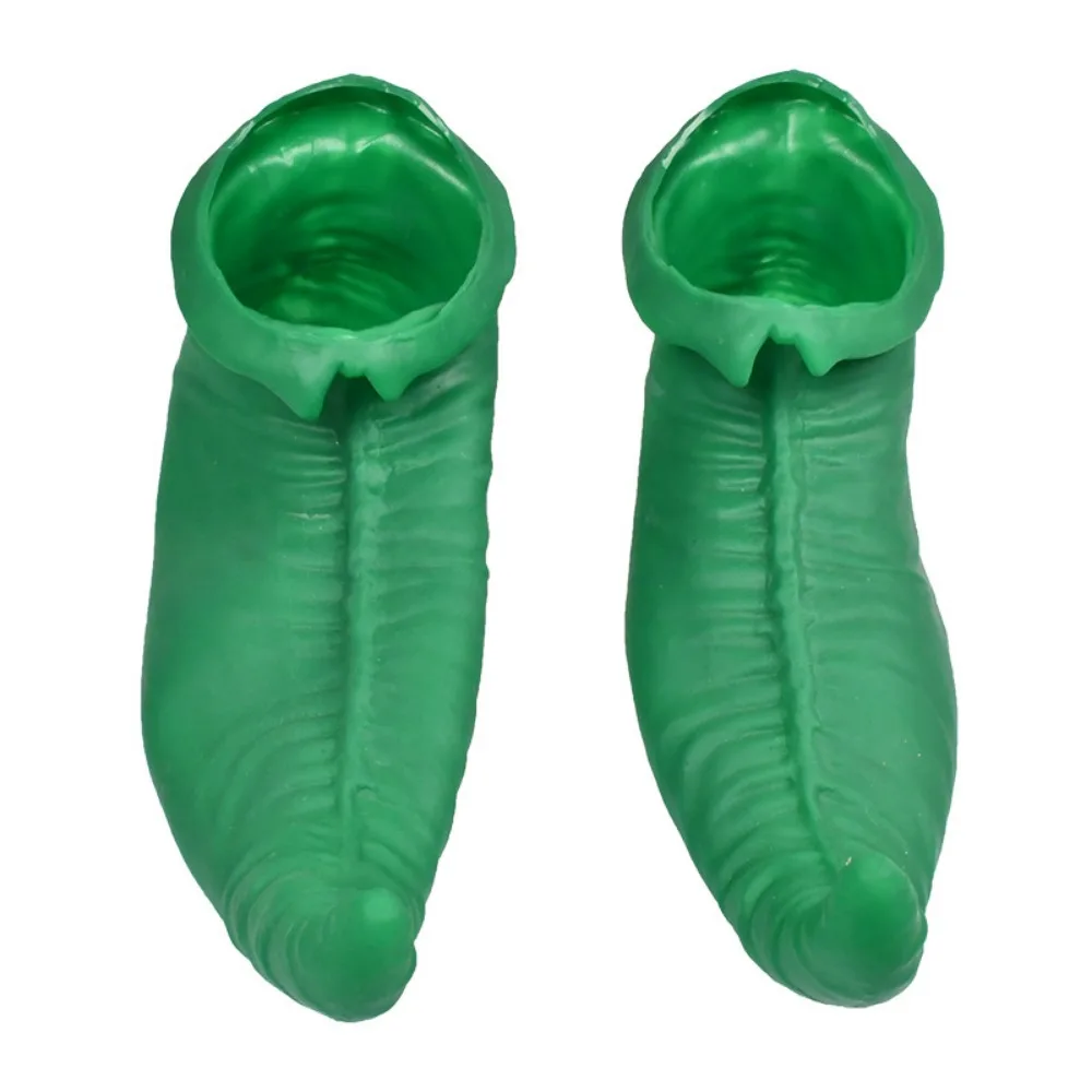 هالوين مضحك نمط الدعائم الأخضر مهرج أحذية مهرجان مرحلة الأداء مهرج خلع الملابس الأحذية الجلدية الخضراء