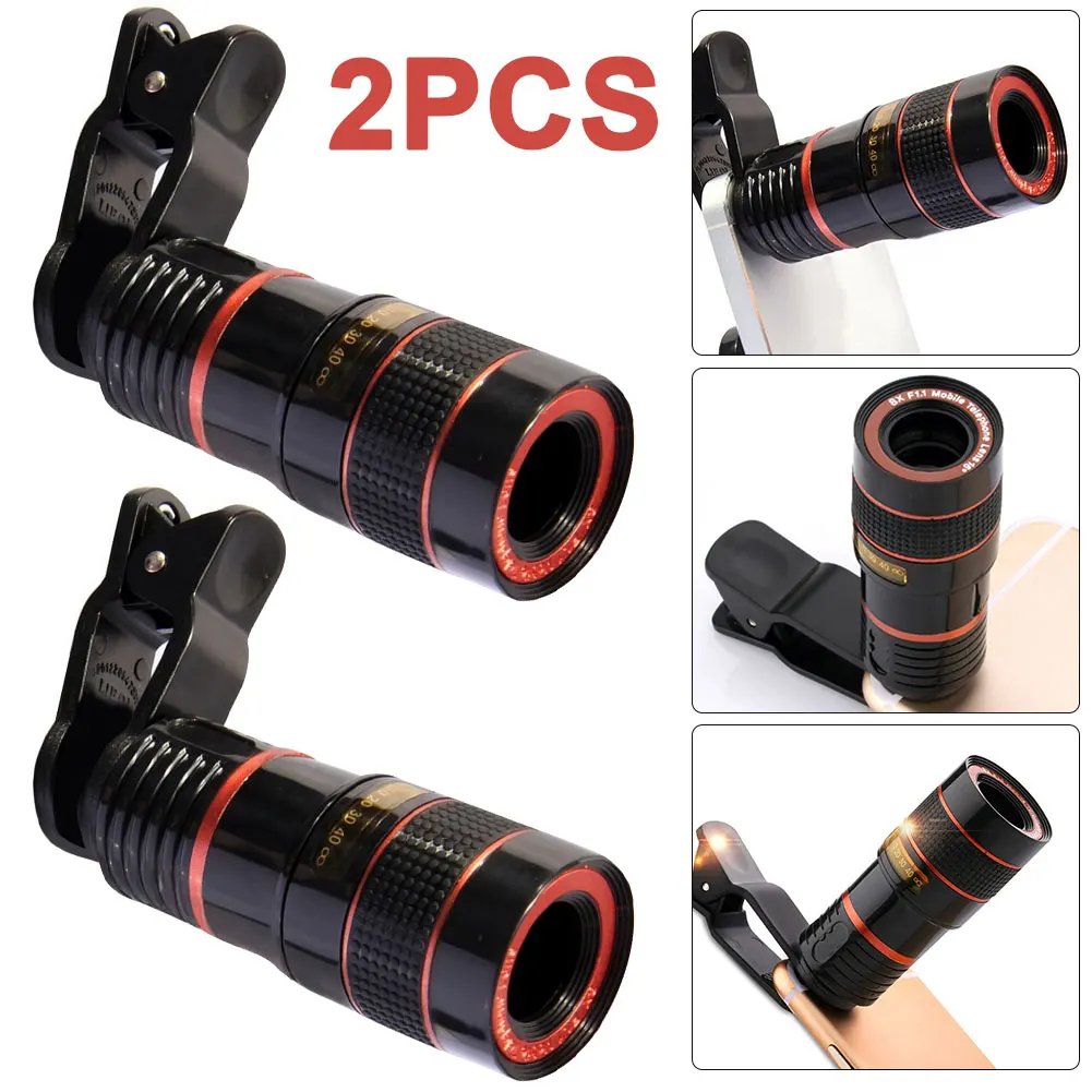 عدسة 8x بمشبك على شكل غلاف أسود للهاتف المحمول لمشاهدة المسابقات والحفلات الموسيقية #3