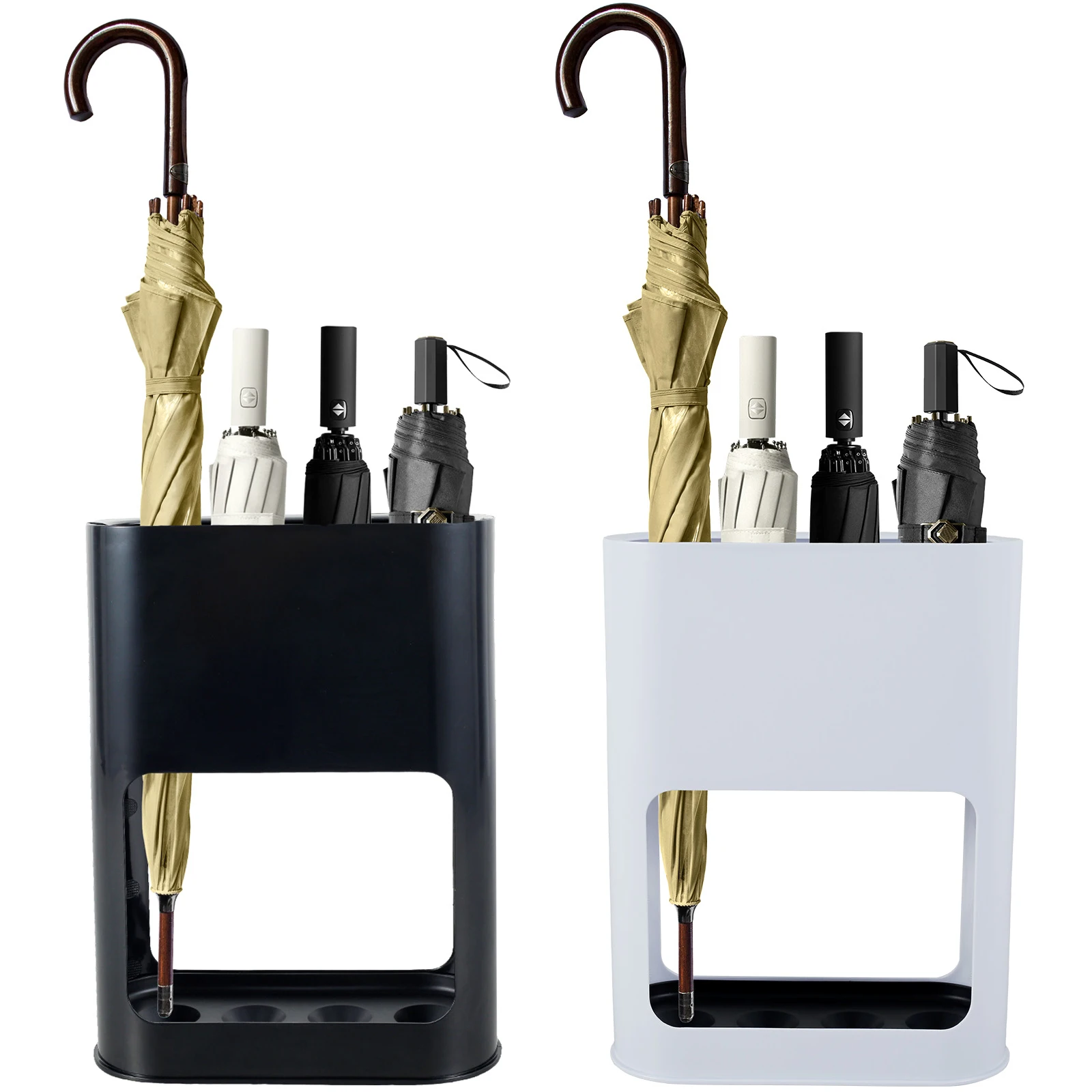 Q Umbrella Stand Rack Fits Holder with Heavy Duty Metal Iron Panel with Non-Slip Soft Cushion Removable Drip Tray for Long Short