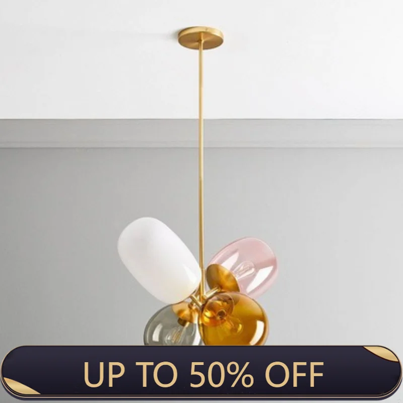 Postmodern Colorful Glass LED Chandelier Creative Balloon Pendant Light Living Dining Bedroom Room Decor Hanging Lamps