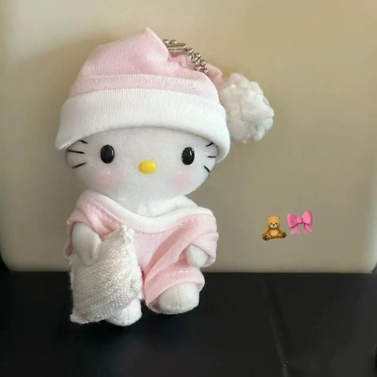 

Hello Kitty Plush Keychain Take The Pillow Pink Pajamas Style Cartoon Kitty Plush Doll Pendant for Pajama Party Decor Girl Gifts