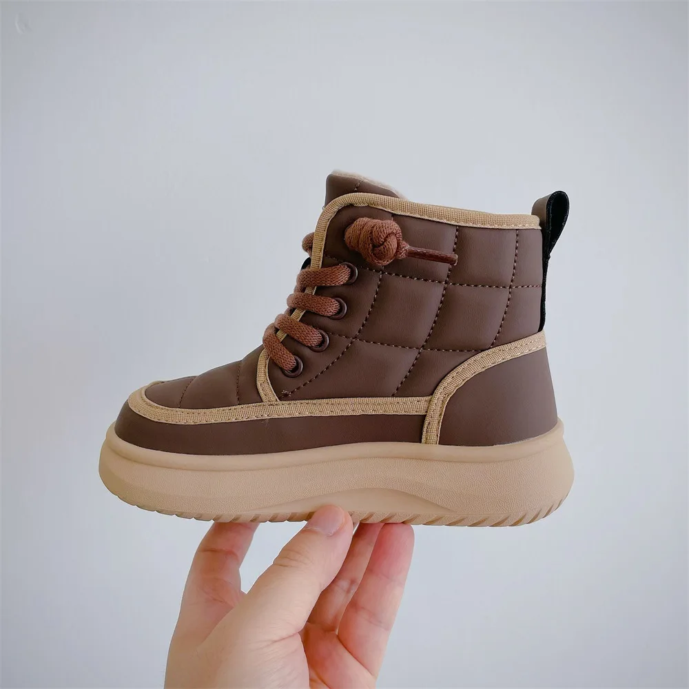 New winter children's shoes boys soft sole comfortable casual shoes Korean style thick warm girls high top cotton shoes