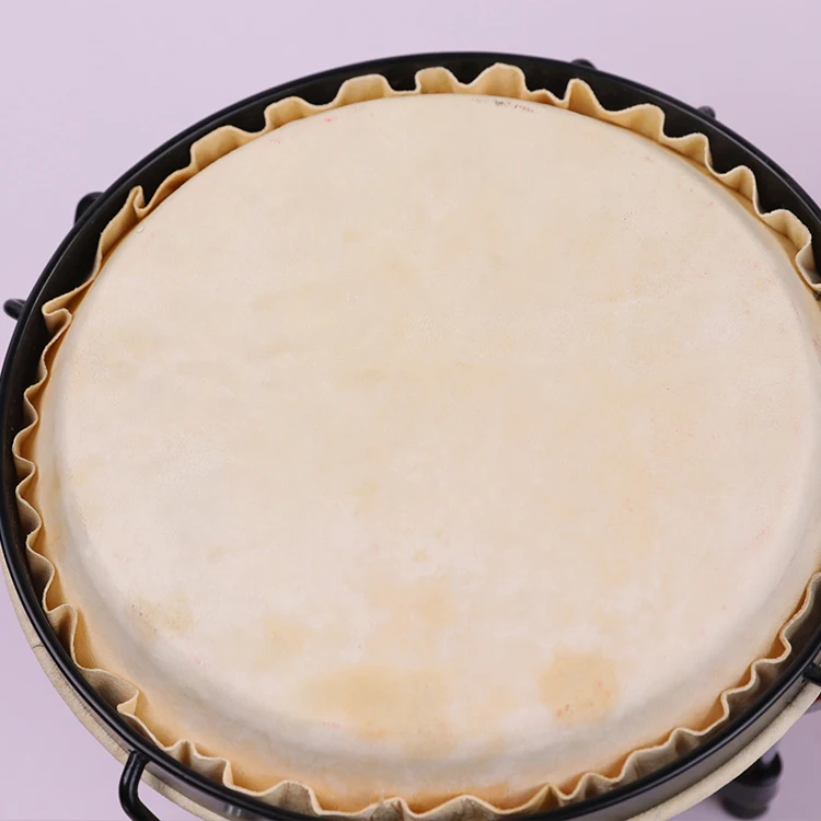 Natural Light Wood Bongo Drum Set Sheepskin Drumhead Hand Percussion Instrument for Music Teaching & Stage Performance