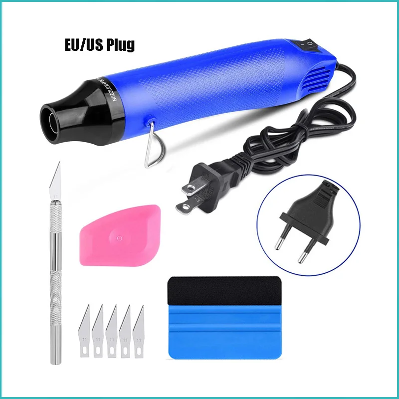 Car Wrapping Tools 220V/110V 300W Electric Hot Air Heat Gun EU/US Plug Felt Scraper Squeegee Cutter Knife Vinyl Film Wrap Tool