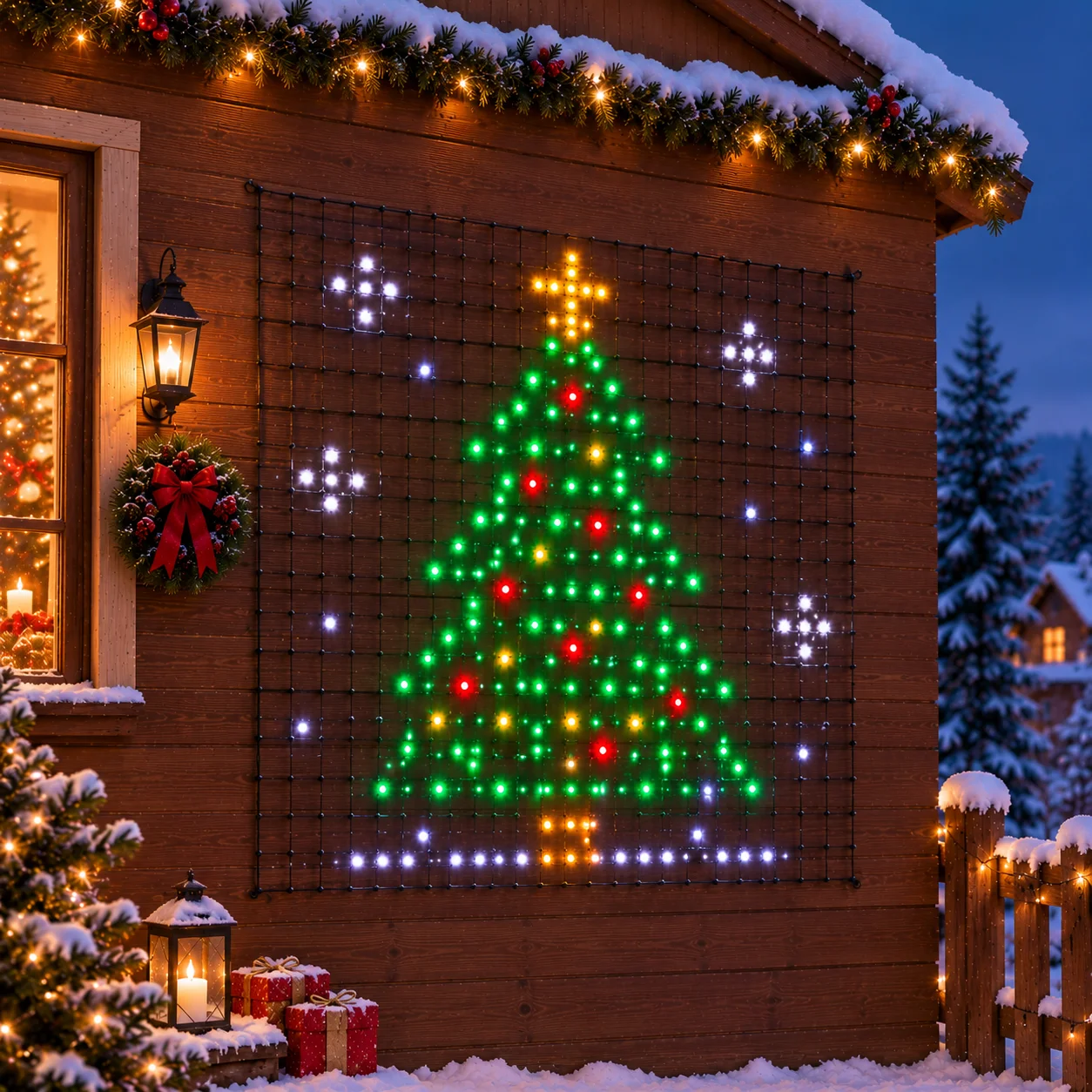 LED Christmas Curtain Lights Set DIY Picture Display Bluetooth App Warm White Multicolor for Bedroom Party Decoration
