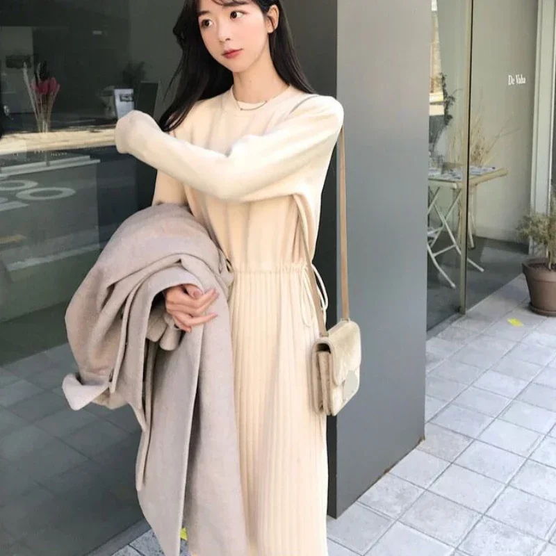 Long Dresses for Women White Woman Dress Knitted Off Crochet Robe Solid Evening Maxi Clothes One-piece Promotion Hot Cotton Thic