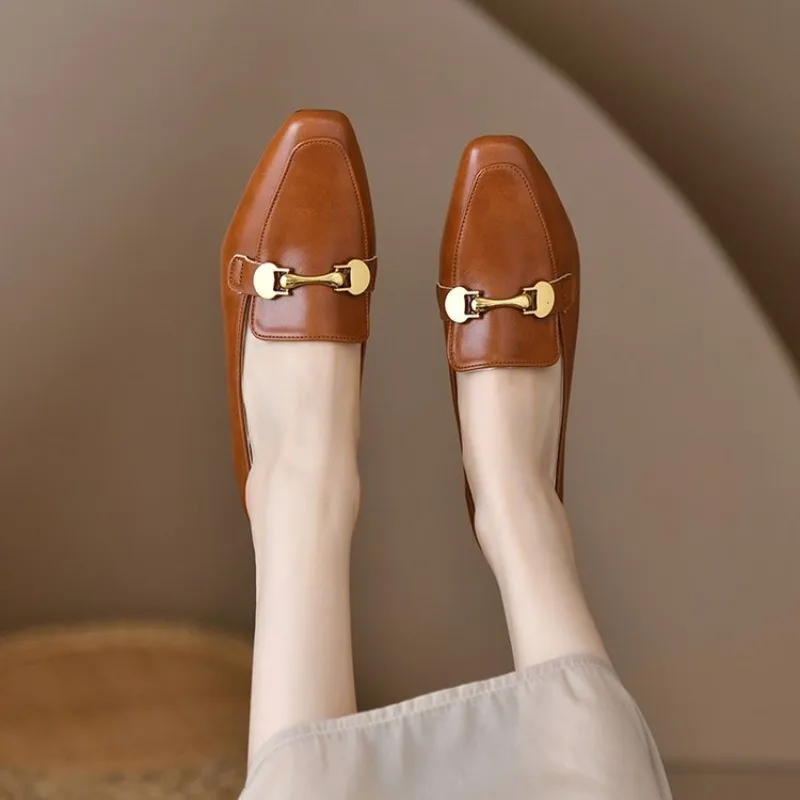 Sapatos Feminino Retro High Heels Shoe Women Autumn New Thick Heel Leather Shoe Soft Leather Single Shoe Women Shoe Mary Jane