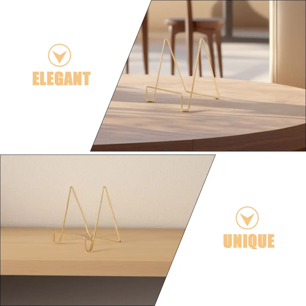 2Pcs Gold Metal Plate Holder Stand Multi Functional Heavy Duty Tabletop Easel Cookbook Book Frame Book Stand Postcard Holder