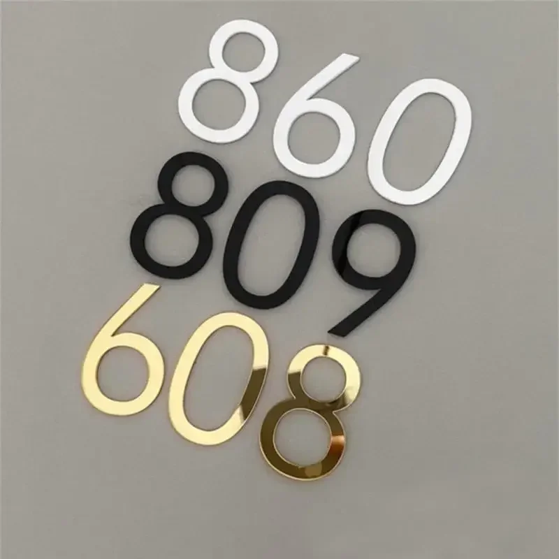 3D Self Adhesive Modern Door Number 0-9 Plaque House Number Door Plate Number Hotel Door Mailbox Address Digits Sticker Sign