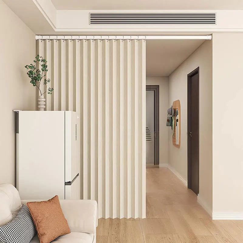 Foldable Partition Curtain Semi Transparent Privacy Protected Light Permeable with Hooks for Living Room Bedroom Divide