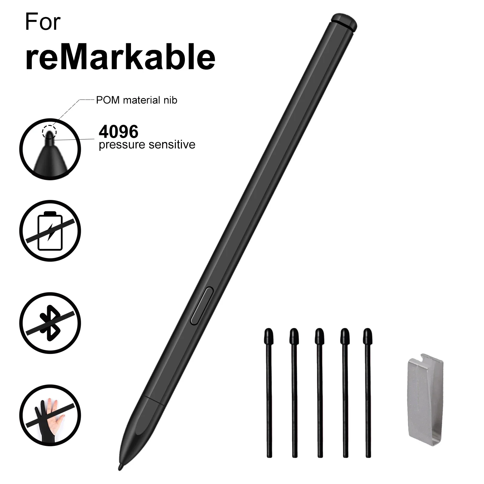 EMR Stylus Remarkable 2 Pen Replacement with Digital Eraser 4096 Pressure Level Sensitivity & Palm Rejection Compatible Kindle