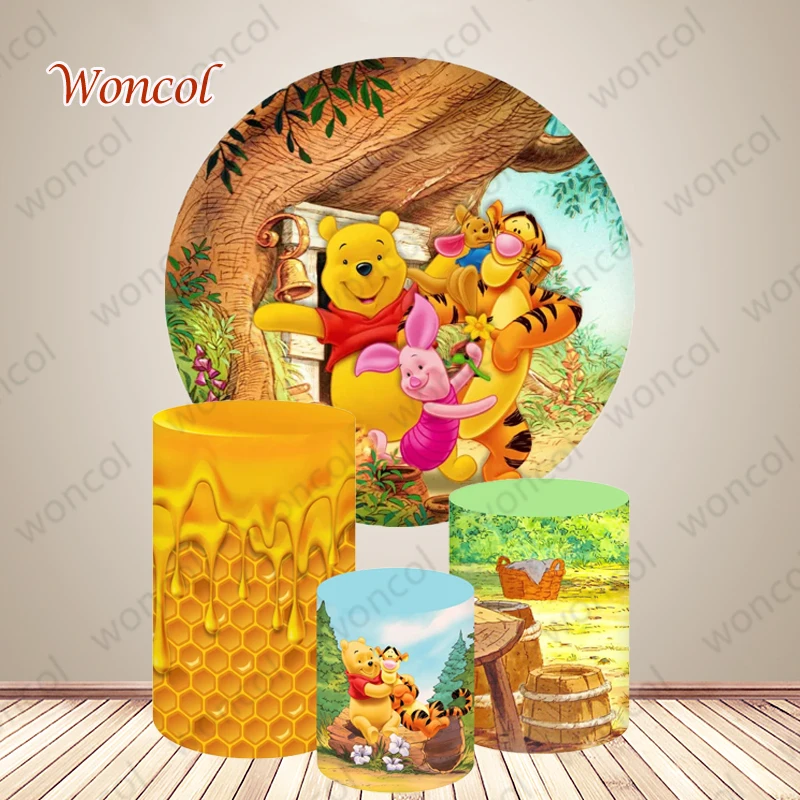 Winnie The Pooh Round Cover Pooh Tigger Piglet Roo Backdrop Winnie The Pooh Tigger Pooh Cylinder Cover Child Birthday Decor Prop