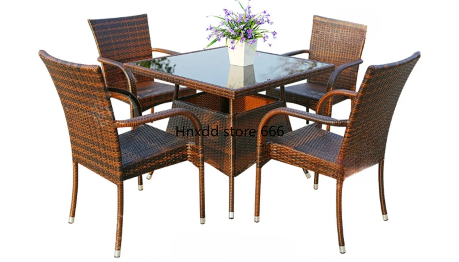 

Outdoor table and chair combination courtyard open-air rattan wrought iron