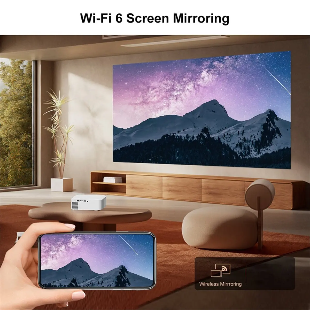 L9W Ultra Portable 4K Mini Projector, Full HD Cinema-Grade Video Projector with Bluetooth ,Smart Home Theater US PULG