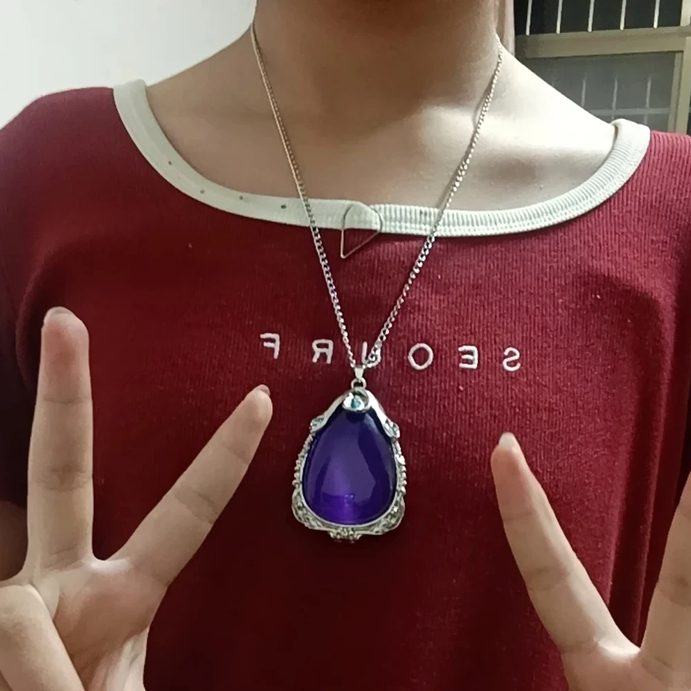 Anime The Amulet of Avalor Sofia Cosplay Necklace Purple Gem Pendant Clavicle Chain Metal Jewelry Accessory Party Props