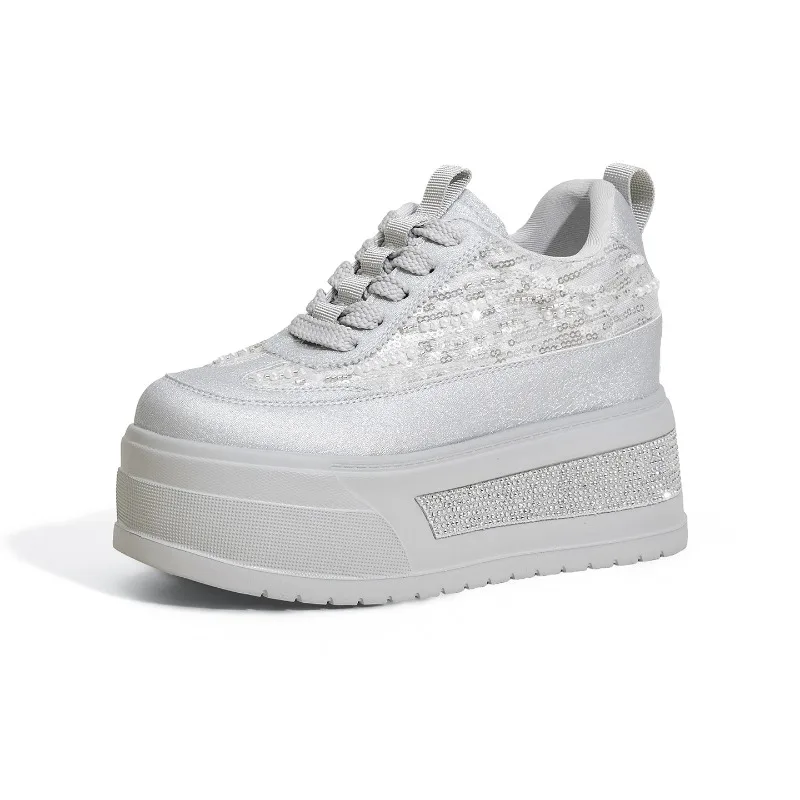 Women's Thick Soled Trendy Board Shoes, Height Increasing Casual Sports Shoes, Breathable and Lightweight Outdoor Sneakers