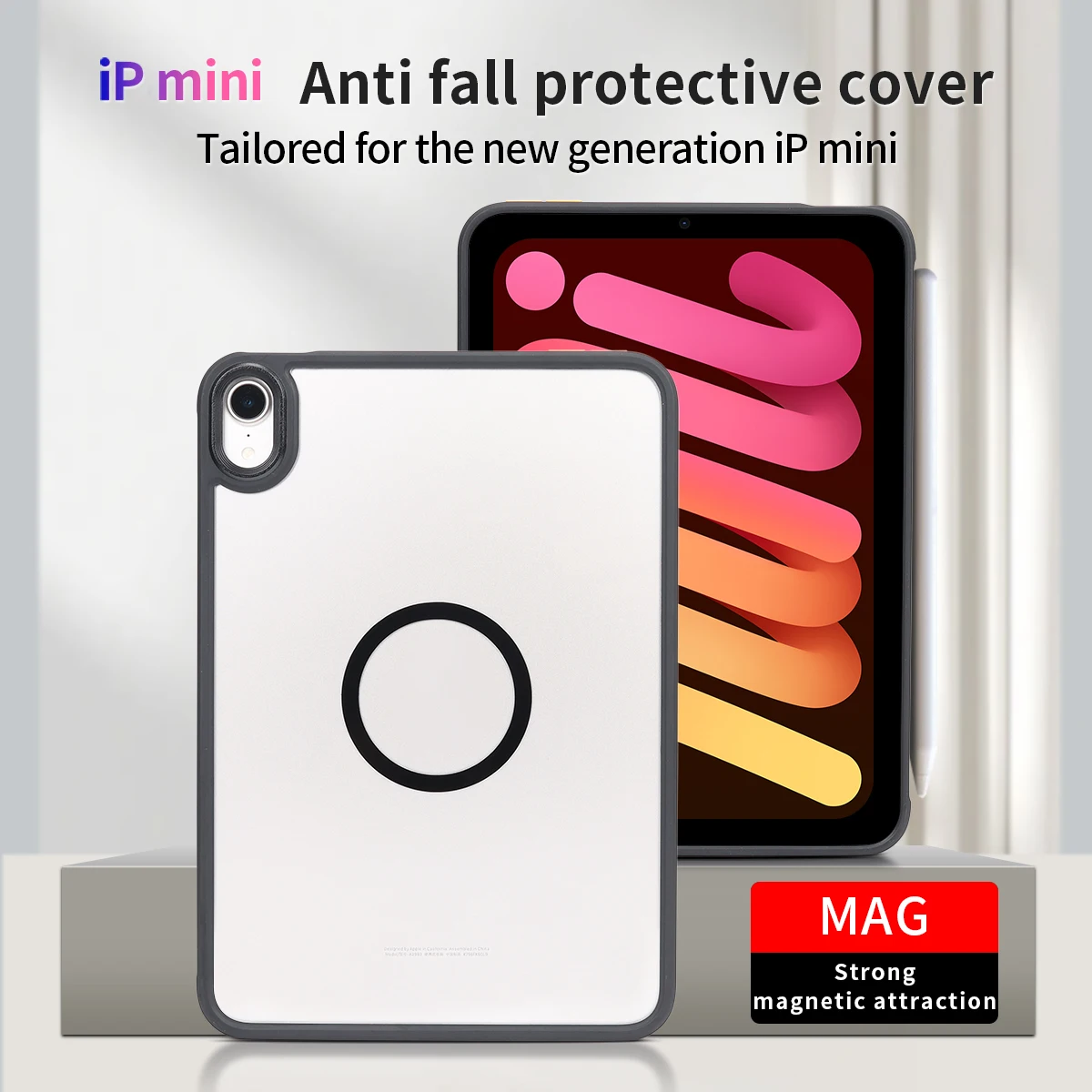 Magsafe Compatible Clear Smart Cover for iPad Mini 7 Shockproof Protective Case with Magnetic Functionality for iPad Mini 6