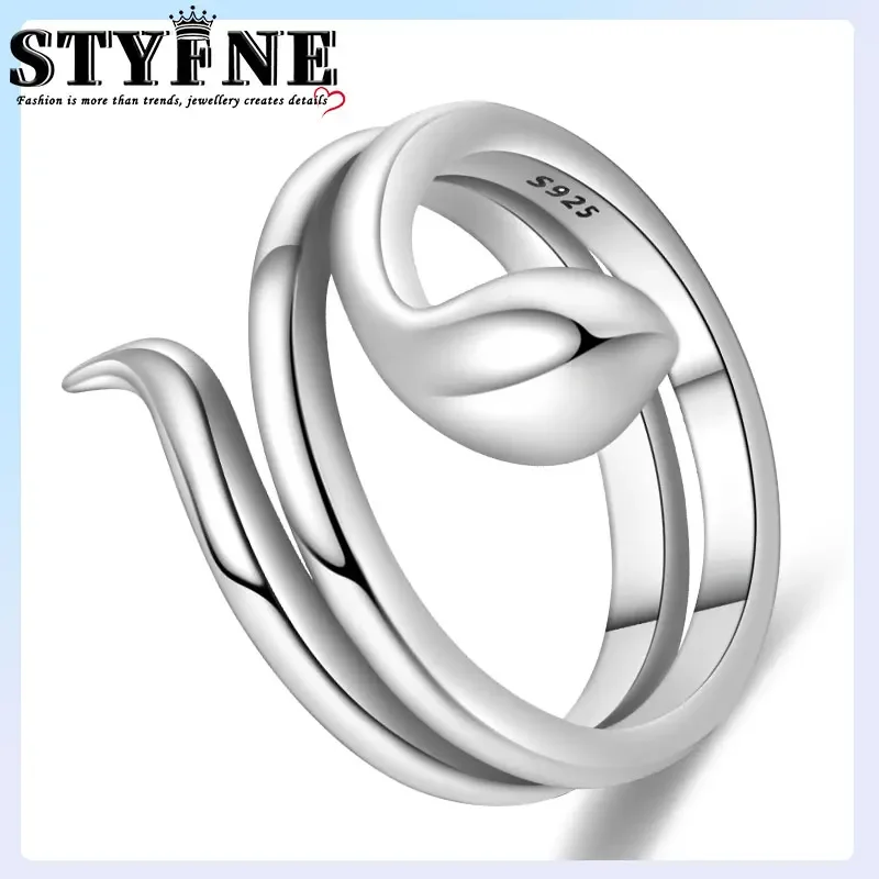 Animals Pets 925 Sterling Silver Simple Snake Vivid Image Dance Ring For Women's Exquisite Jewelry Size7-9 ,Retro Snake Ring