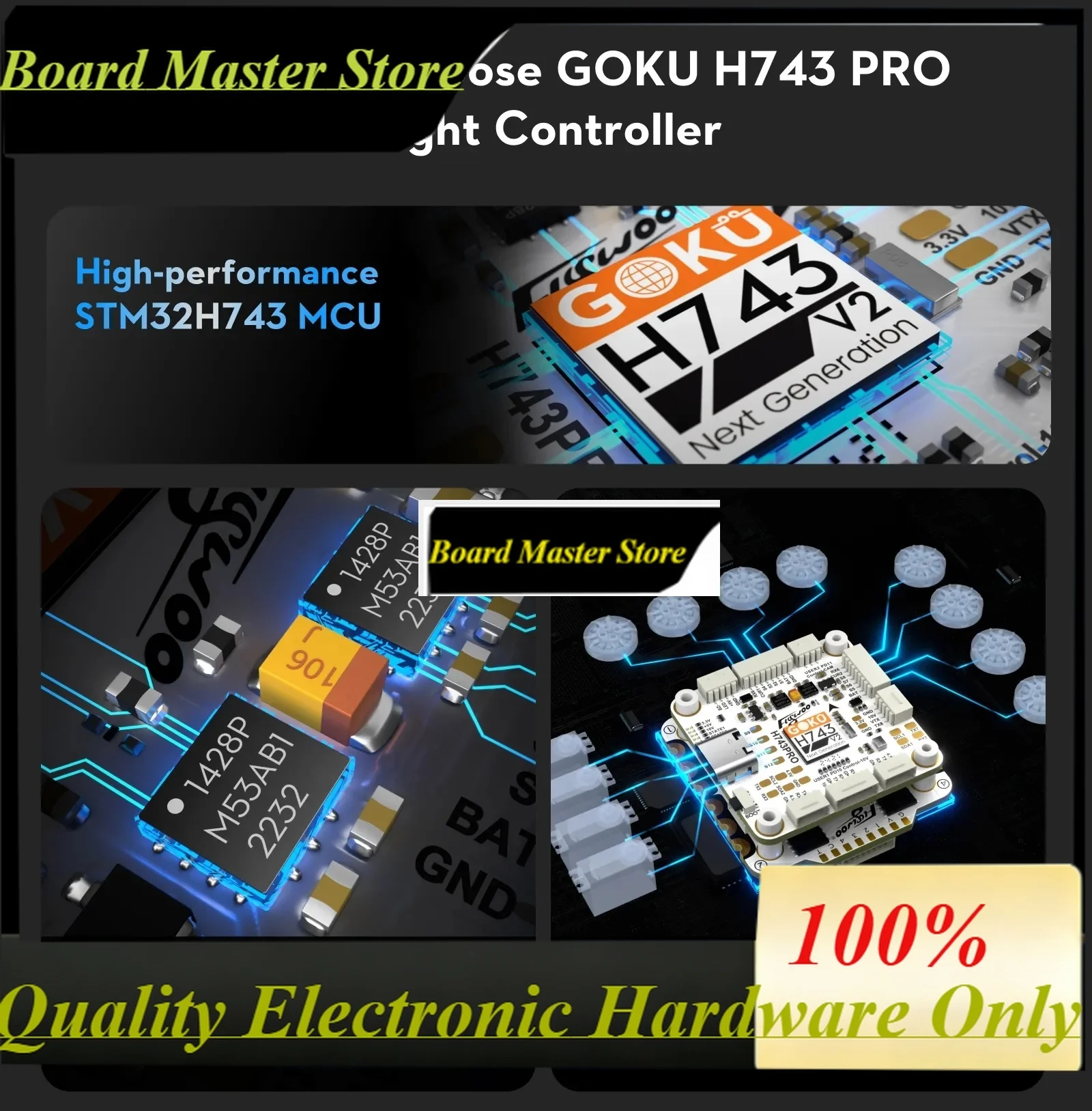 BoMasMFlywoo GOKU H743 PRO 55A 32Bit 128K 30*30 Stack H743 PRO Flight Controller With G55M AM32 4in1 ESC Plug&Play O4/O4 Pro For