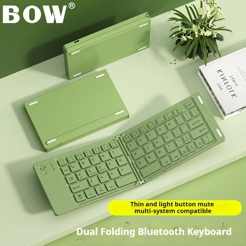 

Bow Wireless Bluetooth Foldable Keyboard Ipad Tablet Phone Notebook Universal Home Work Portable Pocket Keypad For Business Trip