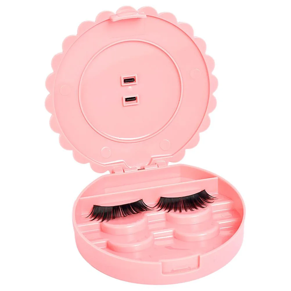 Caja de almacenamiento de pestañas postizas, organizador de pestañas portátil con diseño de lazo, estuche de espejo de maquillaje, regalo, 1 Uds.