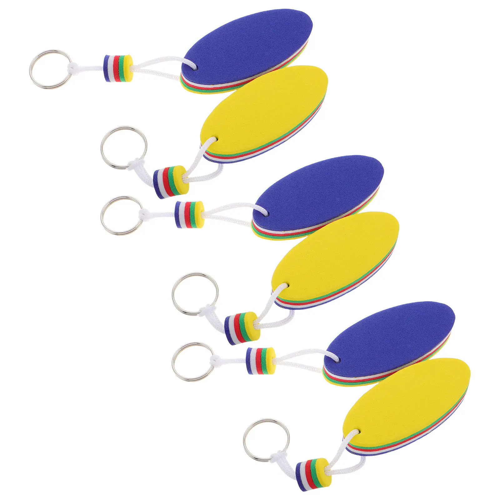 6Pcs Floating Keychain Oval Shape Eva Foam Surfboard Key Ring Float for Boating Fishing Sailing Outdoor Water Sports