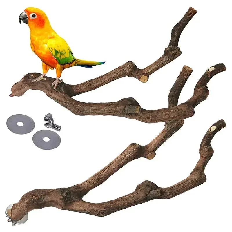 Parrot Stand Branches Station Rod Station Board Natural Grape Tree Branch Birds Cage Accessories Bird Pigeon Parrot Bite Toy