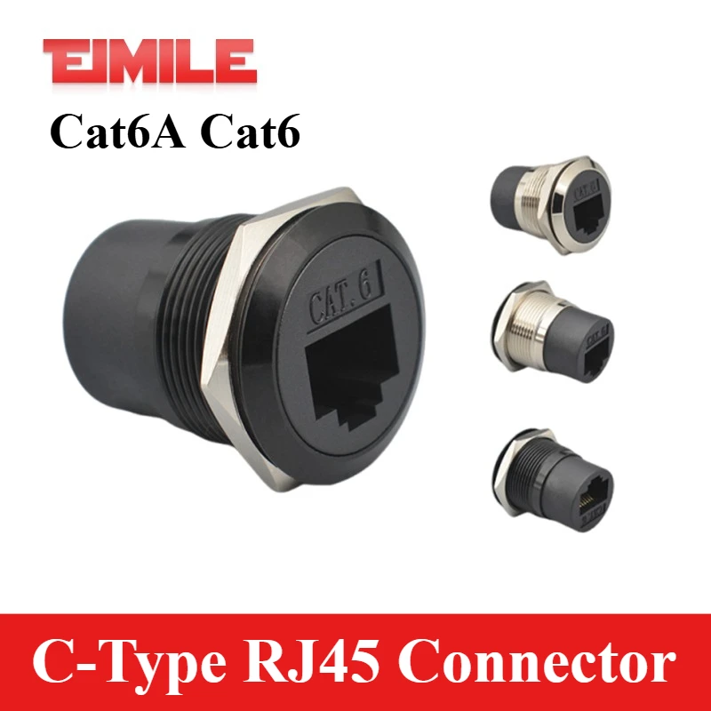 C-Type RJ45 Data Signal Connector Network CAT6A Shielded/Unshielded Panel Mount Chassis Plug Cat6 Internet RJ45 8p8c Modular