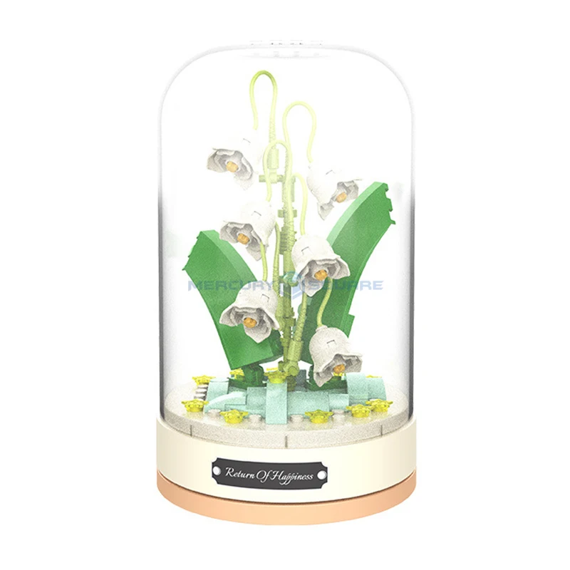 Everlasting Flower Lily of The Valley Plants Model Building Blocks MOC JK2678 Music Box Indoor Decoration Ideas Bricks Toy Gift