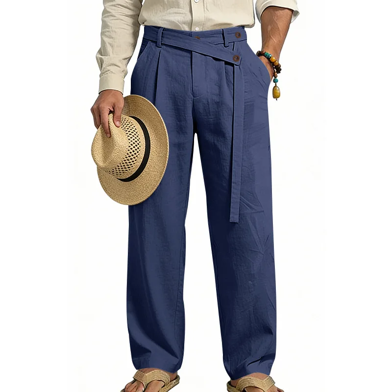 Grenzüberschreitende italienische Neapolitaner Gorger Old Money Style Herren Freizeithose aus Leinen im Commuter-Stil – Detail 10