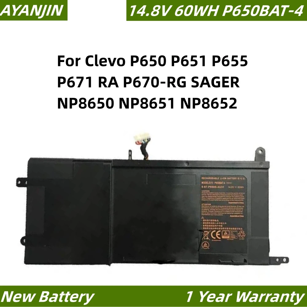 P650BAT-4 14.8V 60Wh Laptop Battery For Clevo P650 P651 P655 P671 RA P670-RG SAGER NP8650 NP8651 NP8652 6-87-P650S-4U311