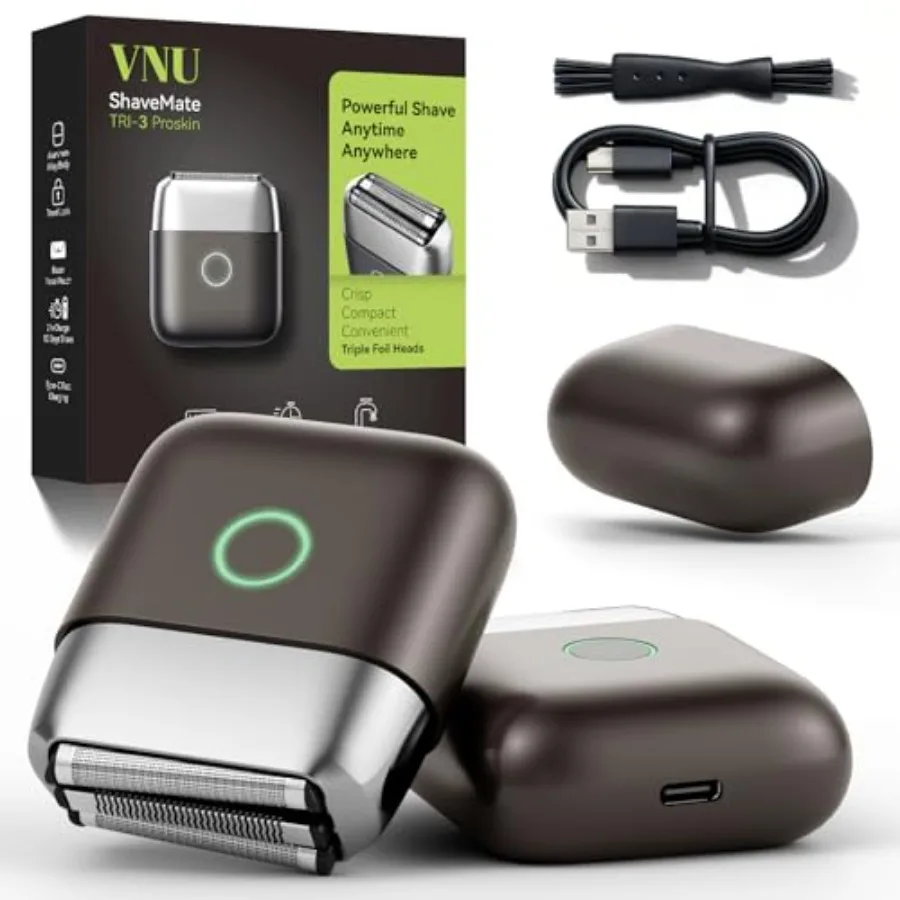 

Alloy Body Foil Shaver, Mini Pocket Shaver for Travel, Electric Razor for Men Face Beard, IPX7 Waterproof and 60-Day Standby, G