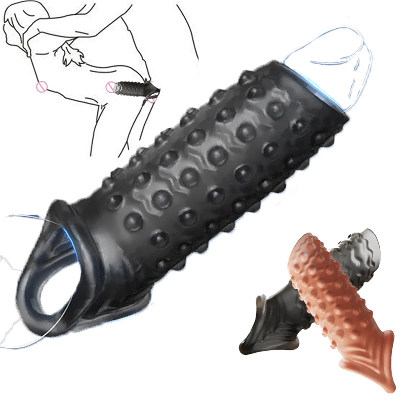 Reusable Delay Condom Penis Sleeve Extension Extend Dildo Anal Plug Sex Toys For Men Adult Games For Women BDSM Bondage Sex Shop