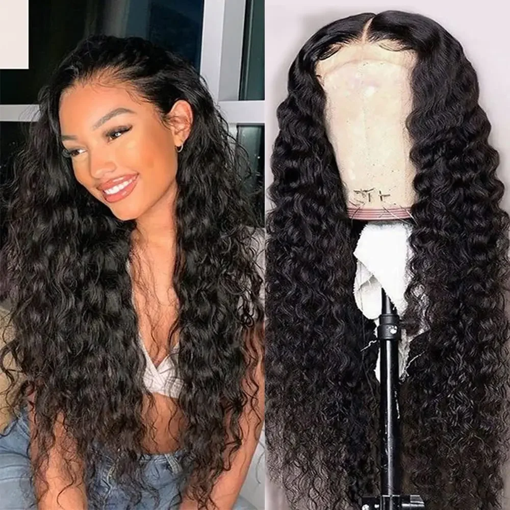 

4x4 Closure Lace Front Human Hair Curly Wigs 30 40 Inch Deep Wave Wig Clearance Sale Loose Wave Lace Front Wig for Women Choice