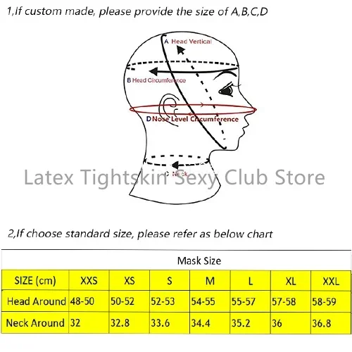 Latex Hoods Flesh Color Open Eye Mouth with White Trim Back Zip Sexy Headgear Handmade Women Halloween Cosplay Costumes