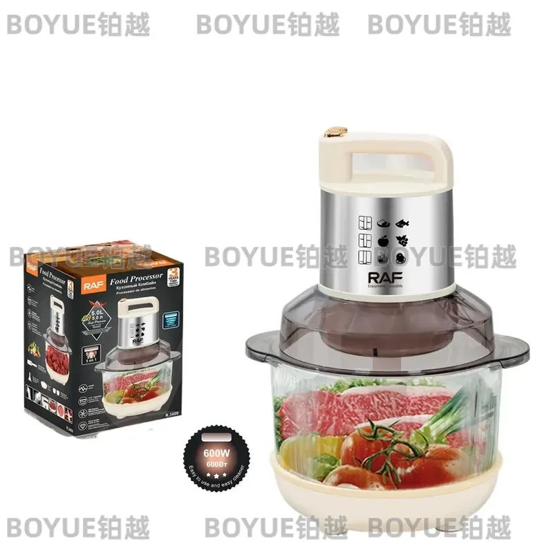 5L Electric Meat Grinder Multifunctional Food Processor for Vegetable Garlic Pepper Mashing Dough Kneading and Filling