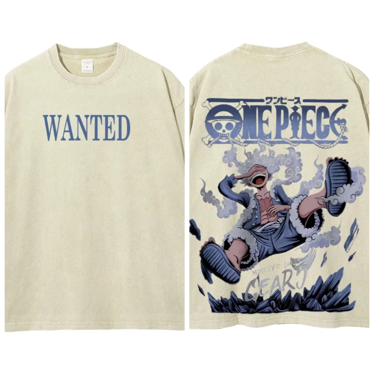 

ONE PIECE Printed Short Sleeve T-Shirt Casual Summer Wear Men's Street Clothing Men's T-Shirt Washed and Old Comfortable Pop