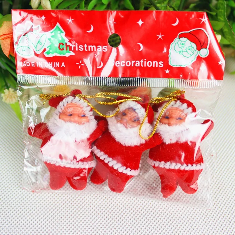 6Pcs/Set Christmas Tree Colorful Santa Pendant Mini Santa Claus Doll Glittering Hanging Ornament New Year Home Party Decorations