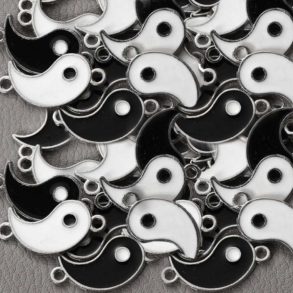 20Pcs Tai Chi Bagua Alloy Pendant Chinese Style Drip Glaze Yin Yang Charms for Necklace Bracelet Earrings DIY Jewerly Making