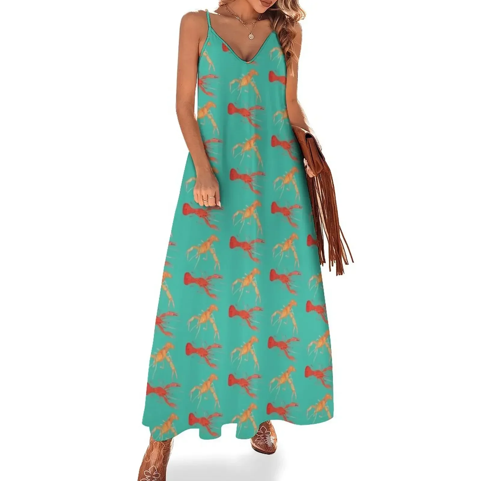 

Crawfish - Teal Sleeveless Dress dress for women 2025 clothes women clothing 2025 new arrivals Dress