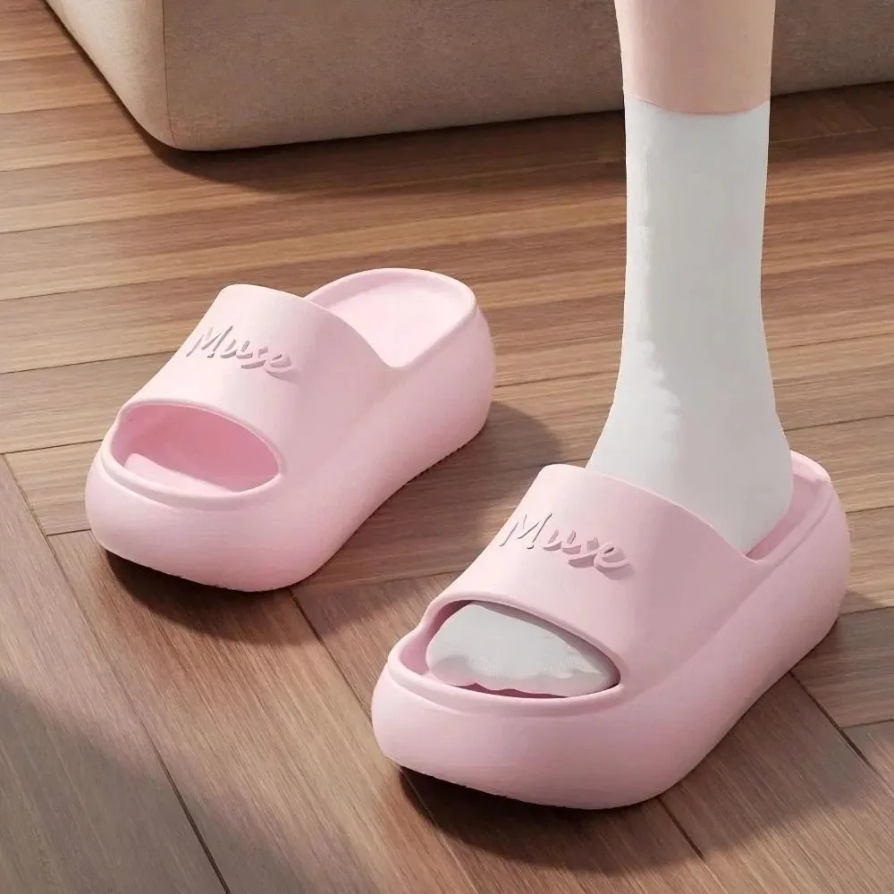 

Non-slip Thick Sole Slippers Summer Style Height Increasing Bathroom Slippers Comfort Platform Sole Slippers Summer Outdoor