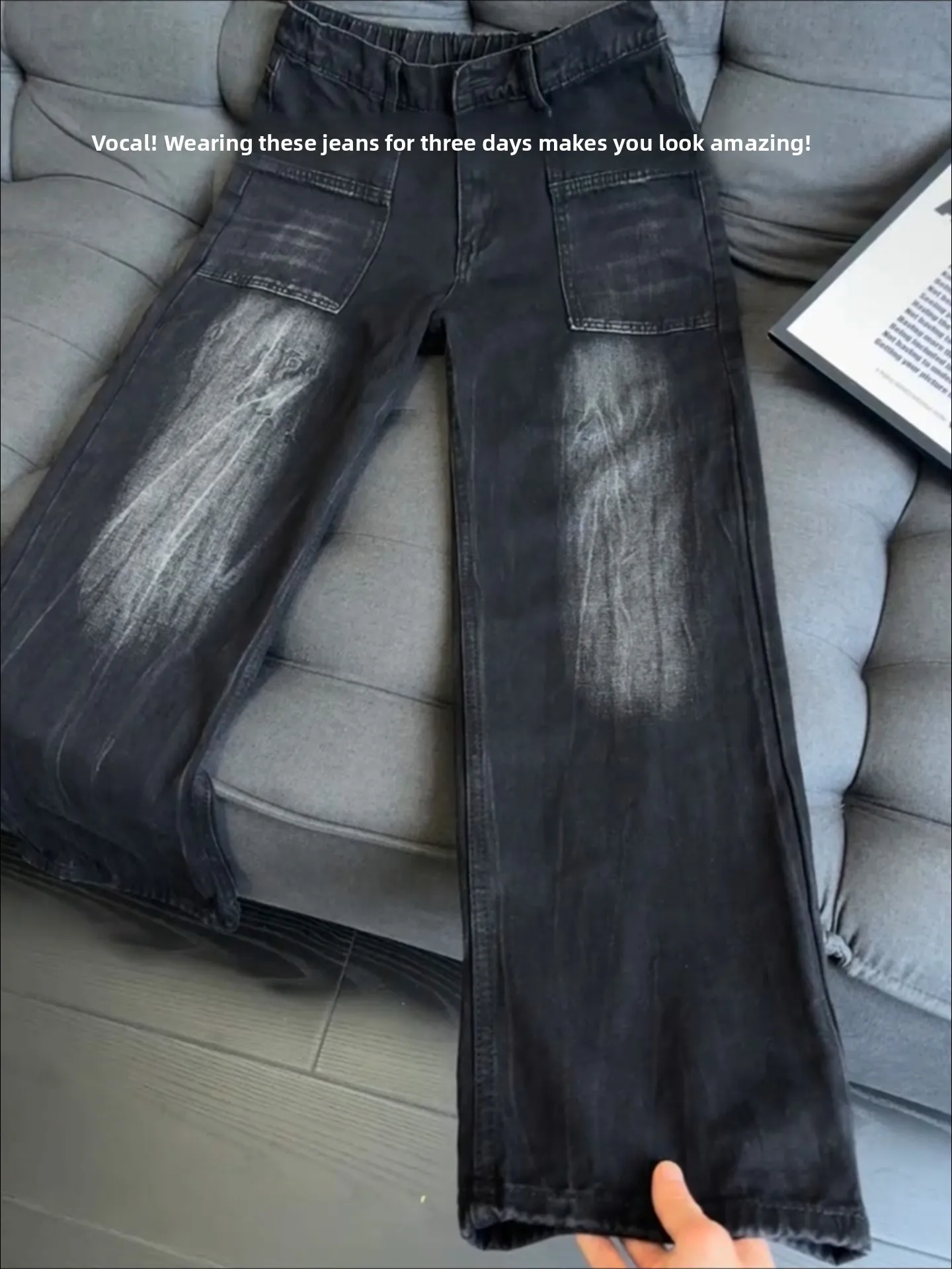 

Men's Summer High Street Straight Leg Jeans Thunder Pattern Multi-Pocket Workwear Pants Micro Flared Casual Breathable Denim