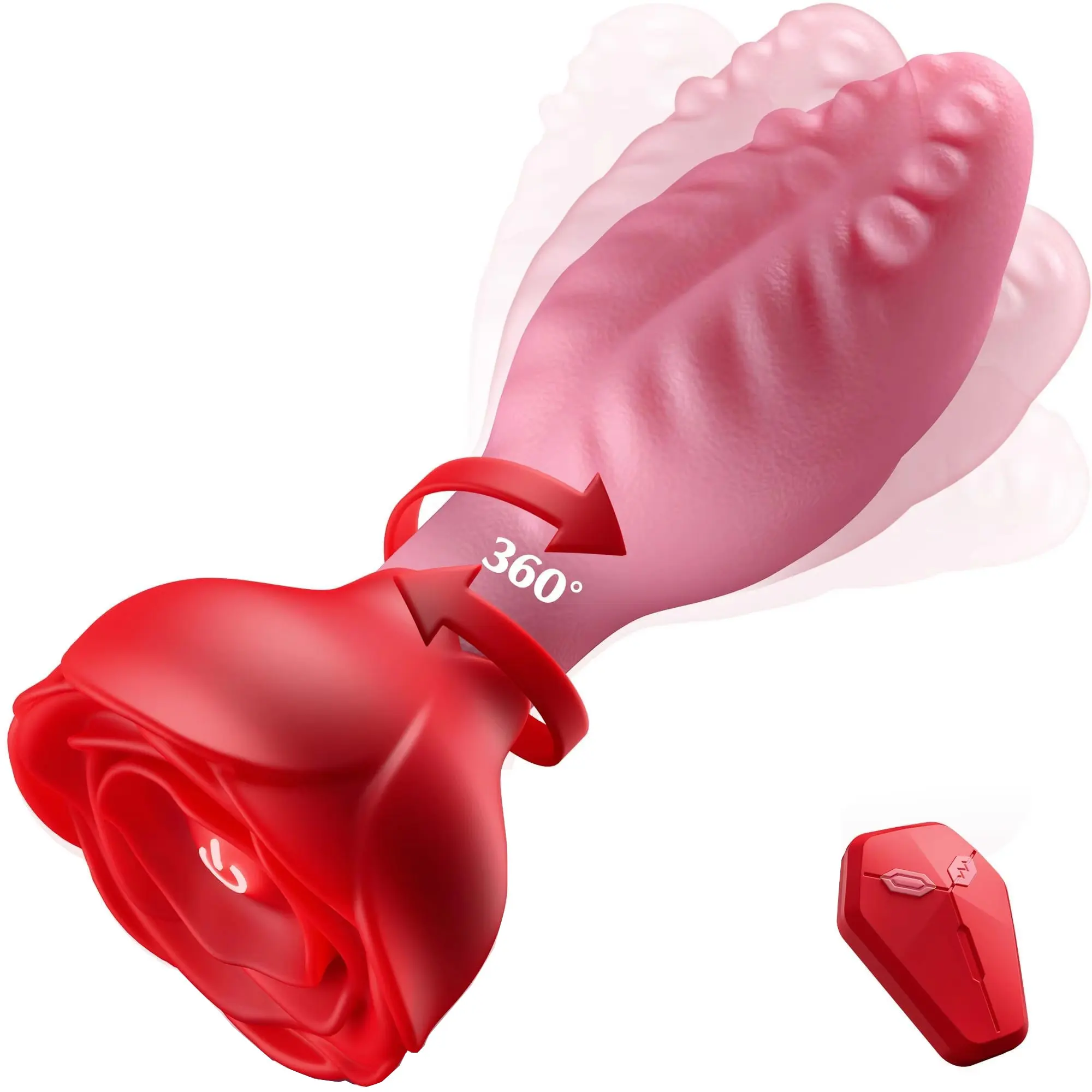 360 Rotation Anal Plug Vibrator Butt Plug with Remote Control Men Prostate Massager with Rose Base Adult Sex Toy for Women Men